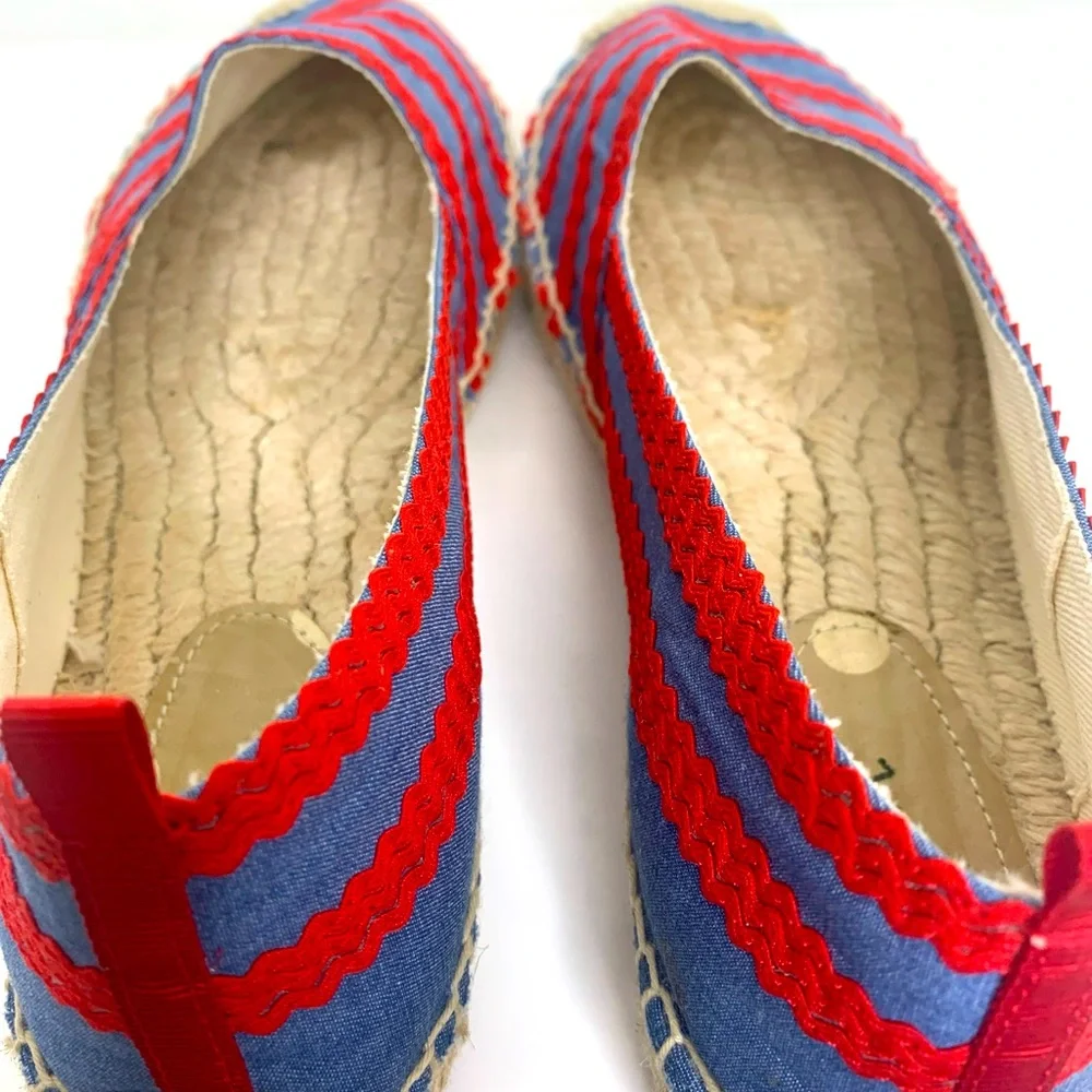 Boden Viollette Espadrilles Shoes Flat Size 40/8.5 Red Blue Stripe Made In Spain - Picture 10 of 10